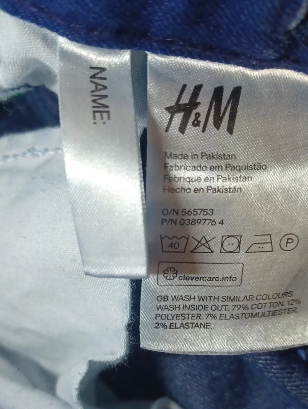 H&M Dark Blue Slim Straight Jeans Boys Sz7-8